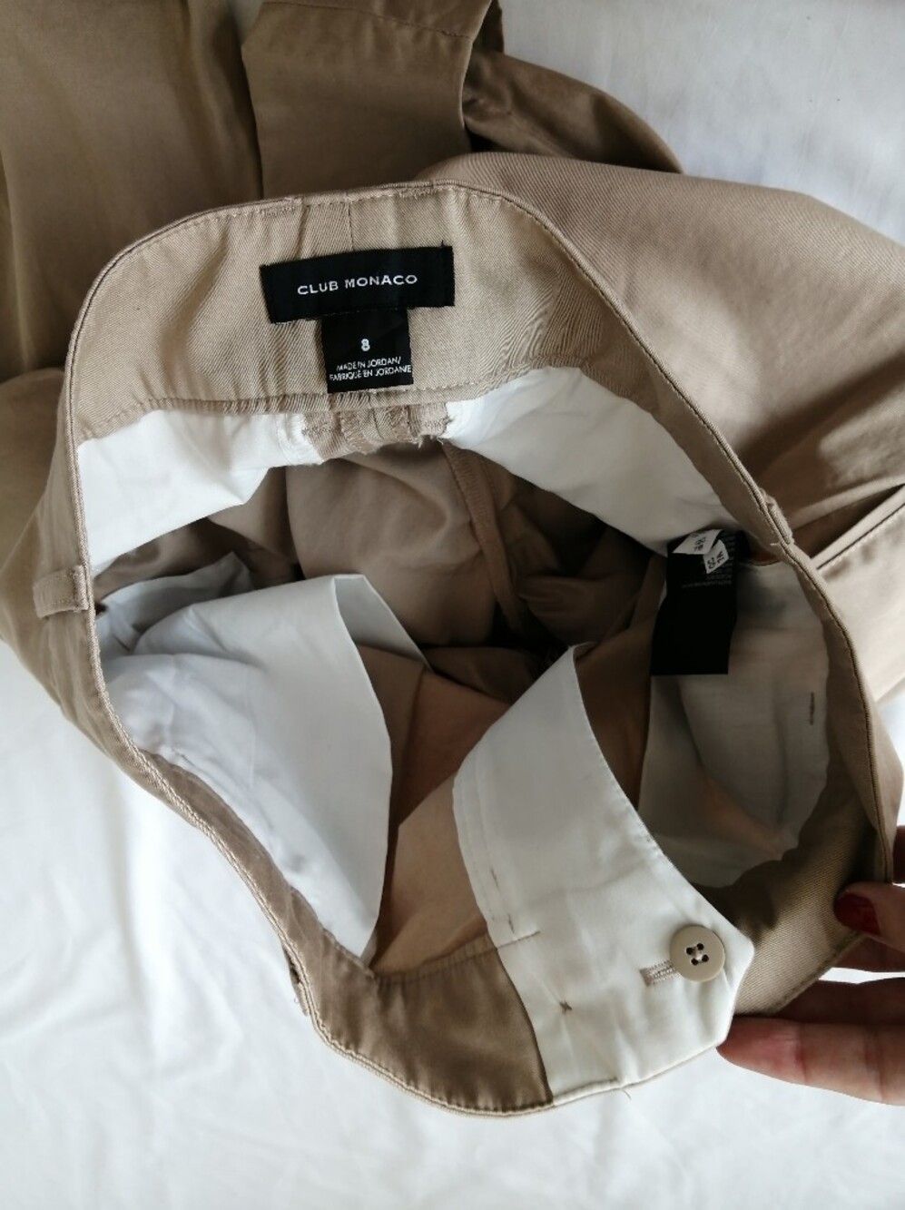 Club Monaco Cuffed Chino Pleated Wide Leg Pants Khaki Camel Size 8 - Picture 12 of 16